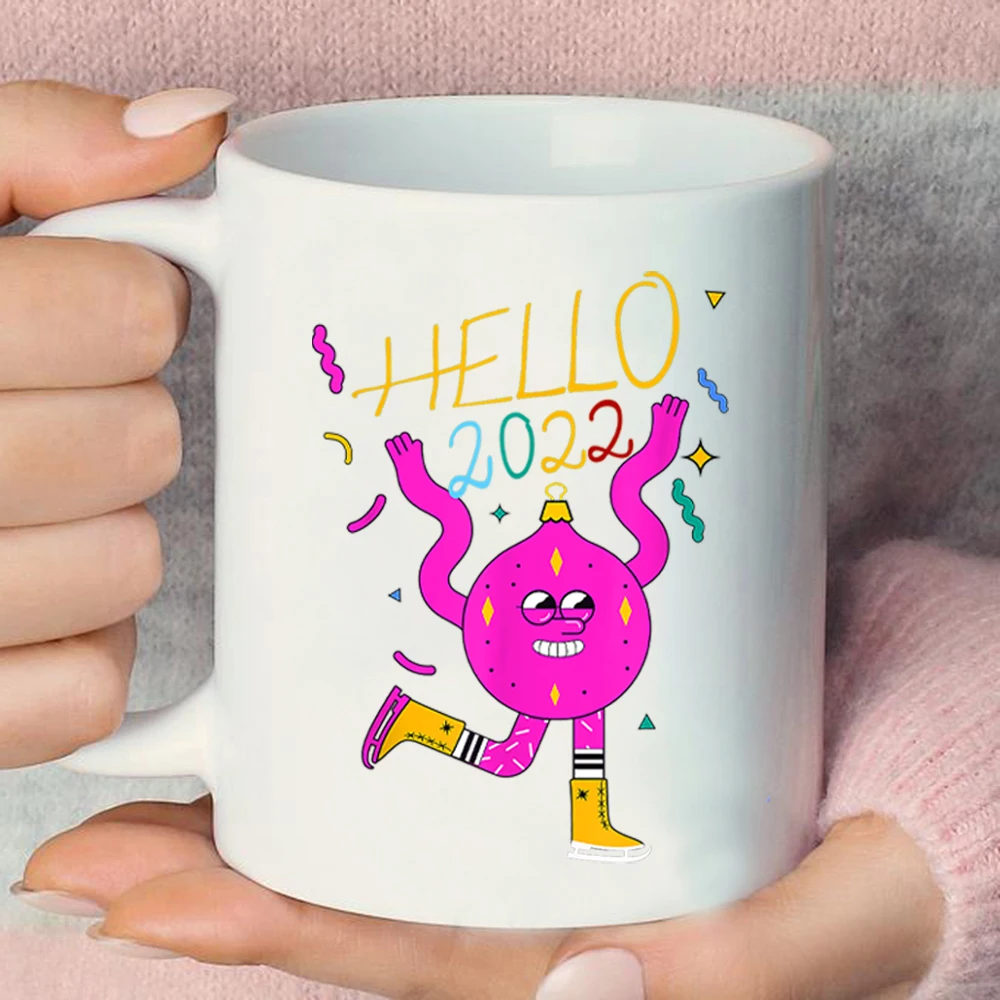 

Кофейная кружка Hello 2022 для всей семьи, Высококачественная кружка для воды, новогодняя, детская, семейная керамическая кружка, подарок на Рож...