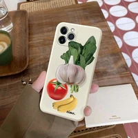 vegetable banana tomato 3d garlic stand holder phone cover for iphone 11 pro max 12 mini 13 xr x xs 6 6s 8 7 plus silicone case