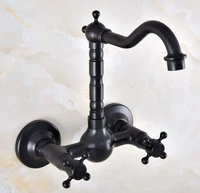 black oil rubbed bronze bathroom kitchen sink faucet mixer tap swivel spout wall mounted two handles mnf854