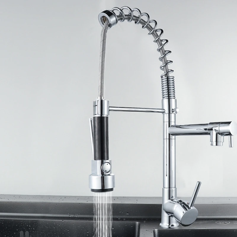 

Cold And Hot Mixed Water Multifunctional Spring Pull Kitchen Faucet