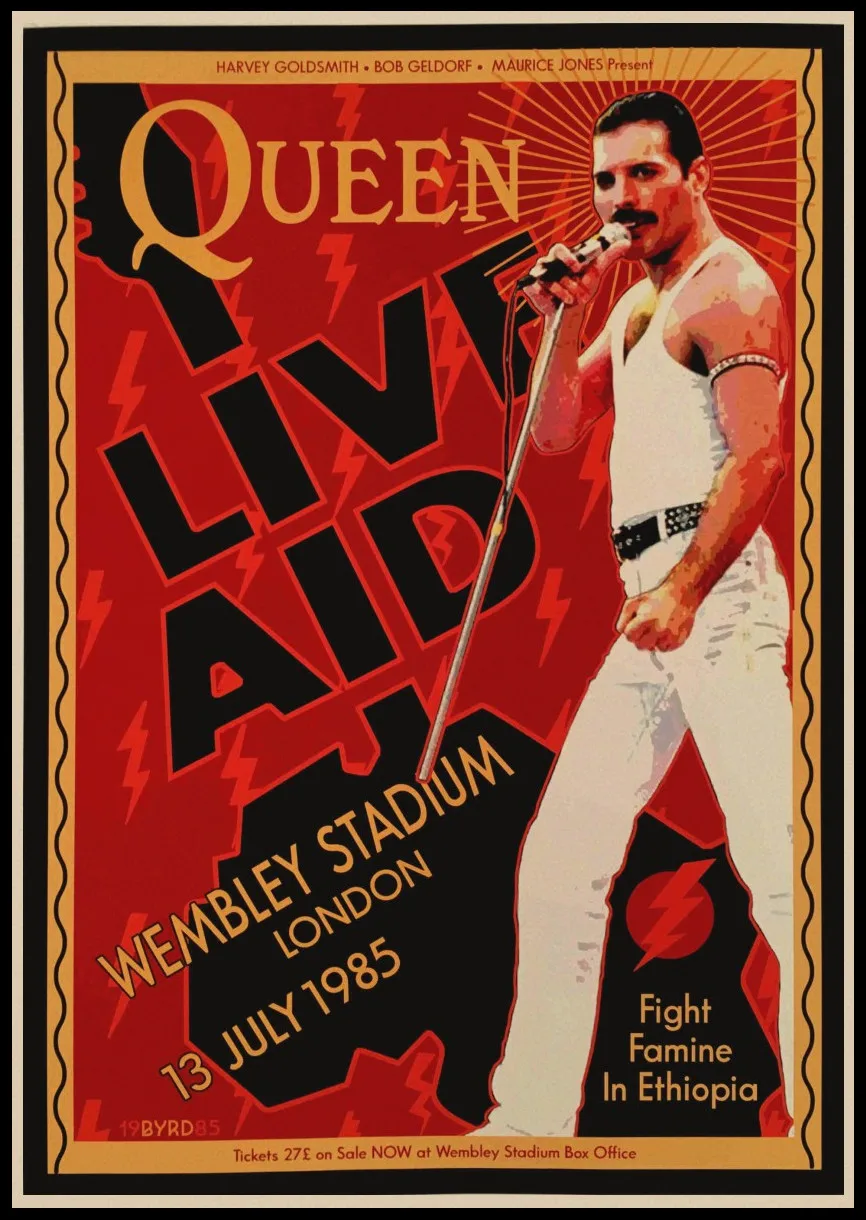 С группой Queen музыкальный крафт-бумага плакат Фредди Меркьюри черные мужские