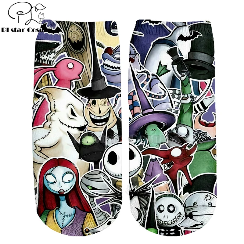 Хлопковые носки PLstar Cosmos nightster before christmas jack skellington разноцветные брендовые теплые короткие носки Хэллоуин-3