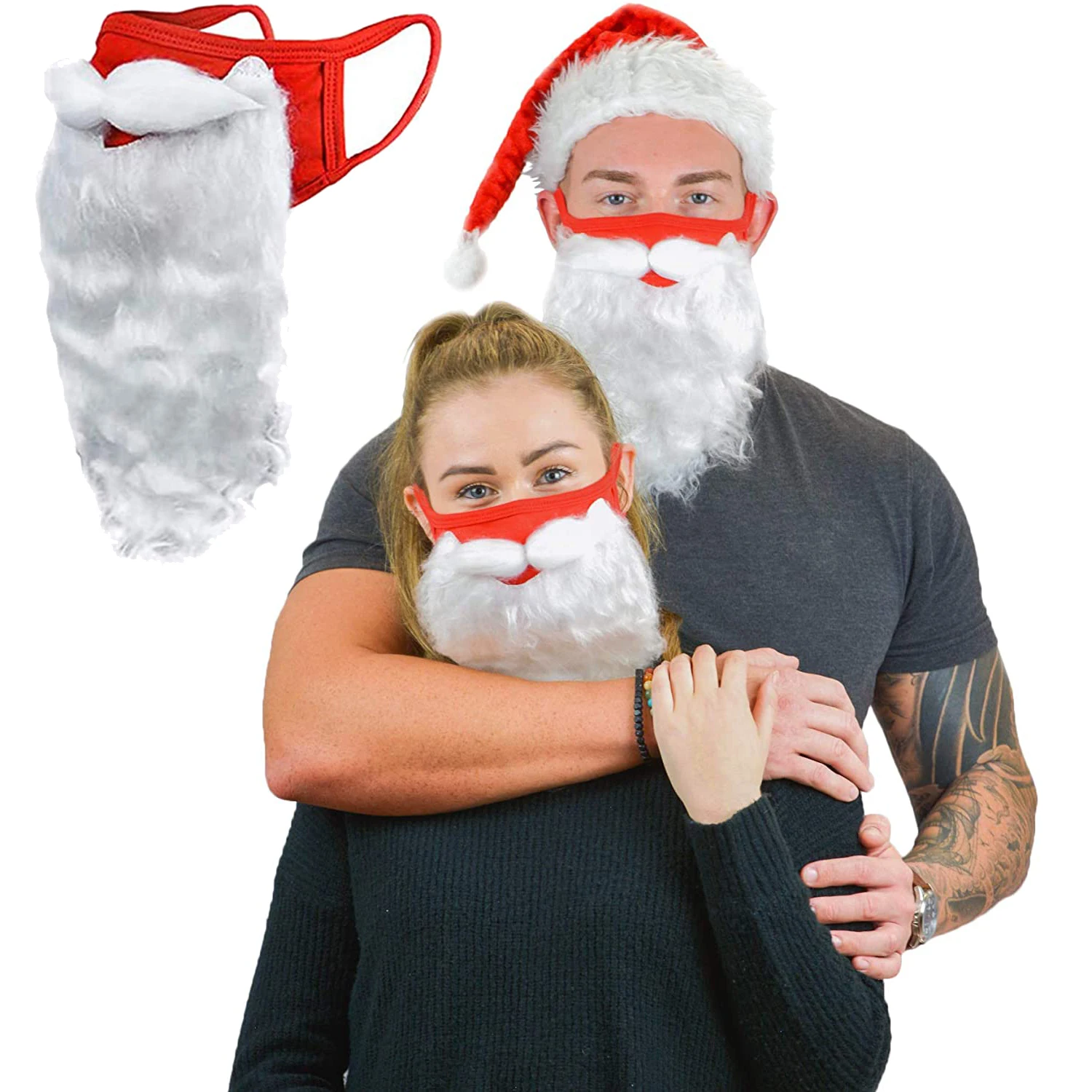 

Adult Unisex Christmas Holiday Reusable Mouth Mask Funny Fake Santa Claus Beard Face Cover Party Cosplay Costume Accessories