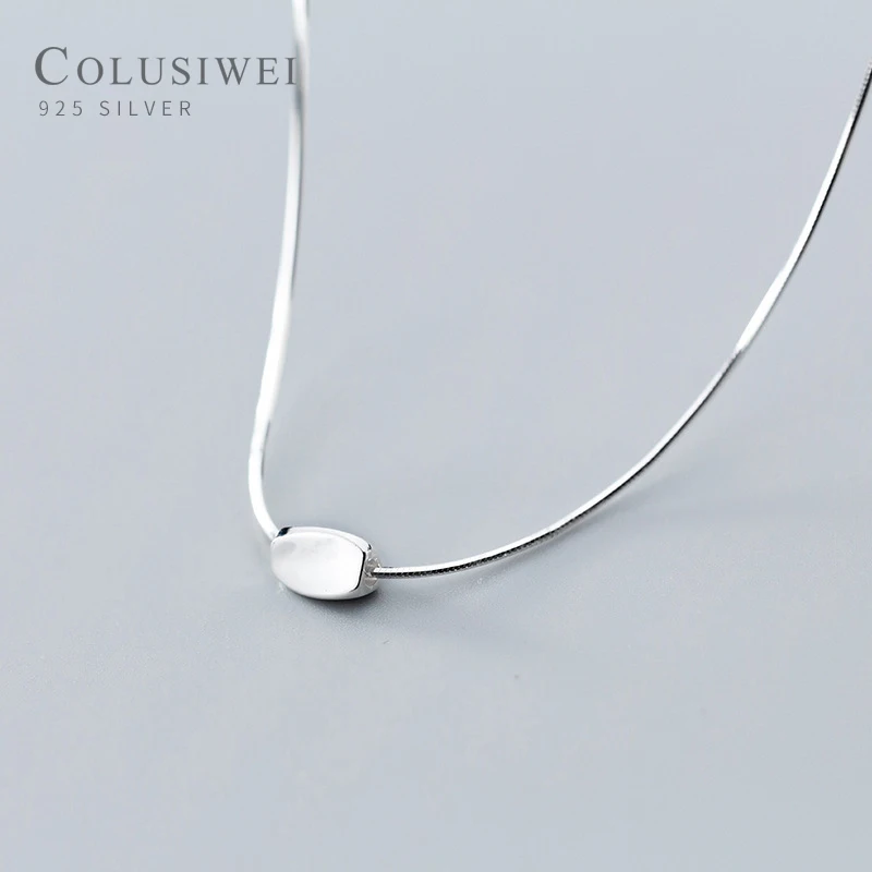 

Colusiwei Genuine 925 Sterling Silver Irregular Beans Pendant Necklace for Women Snake Bone Chain Japanese Style Fine Jewelry