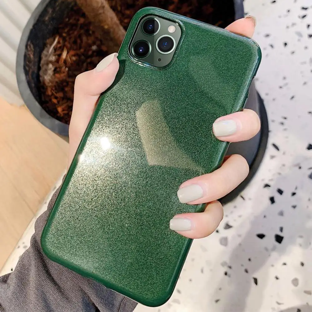 LAPOPNUT чехол для IPhone 11 Pro Max черно-зеленый блестящий защитный бампер Тонкий Apple Xs Xr X 8