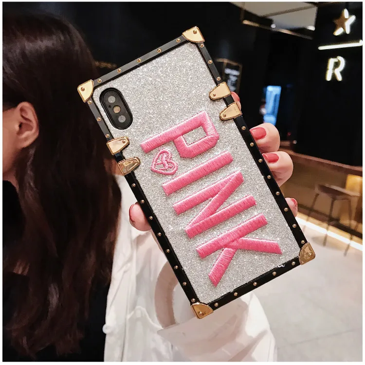 Роскошный блестящий розовый чехол для телефона с 3D вышивкой для iPhone 7, мягкий чехол для iPhone 6 6S 7 8 Plus X XS Max XR