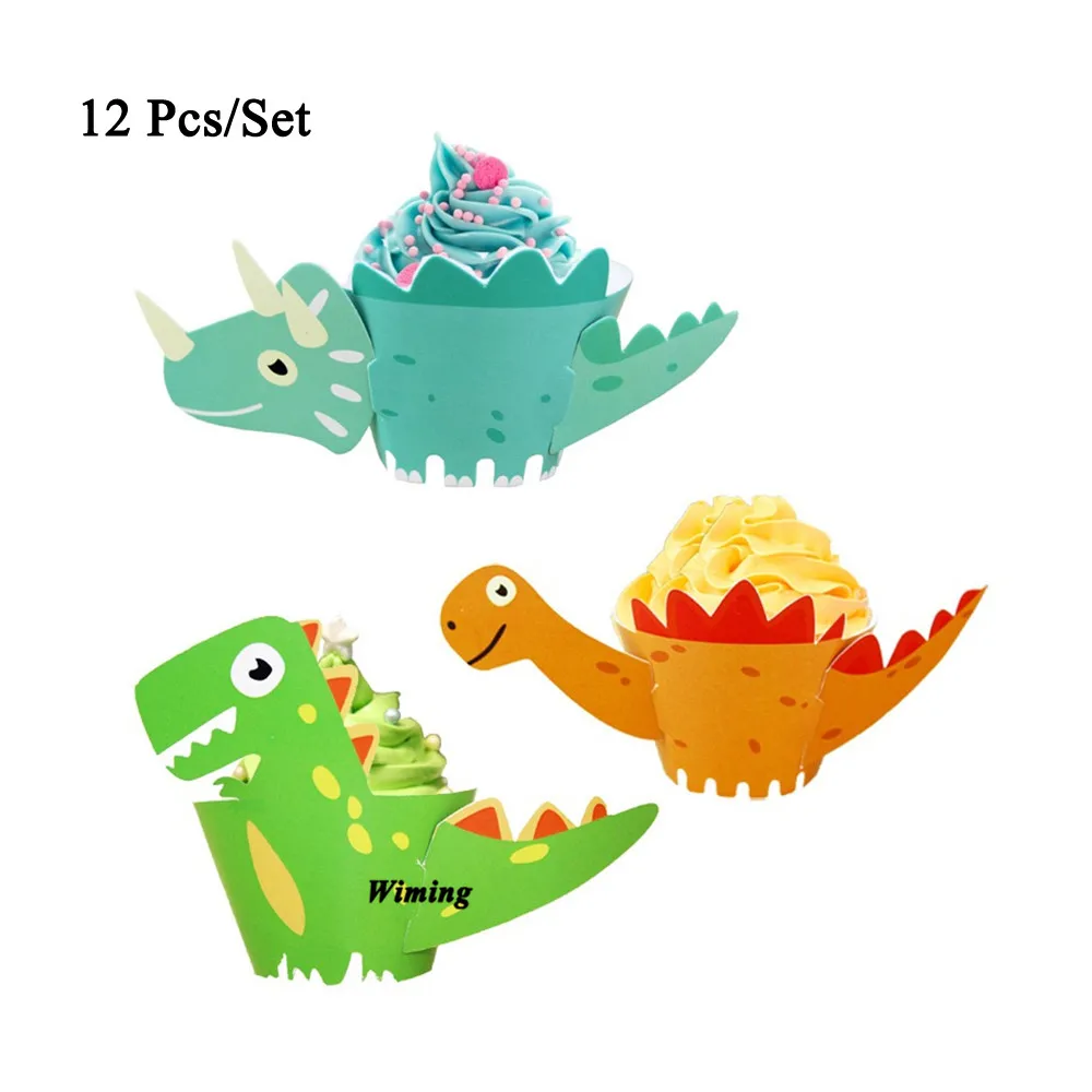 Динозавр день рождения обертки для пирожных животных товары дня кекс держатель
