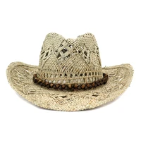 cowboy hat straw summer wide brim sun beach men uv protection breathable holiday outdoor cap accessory