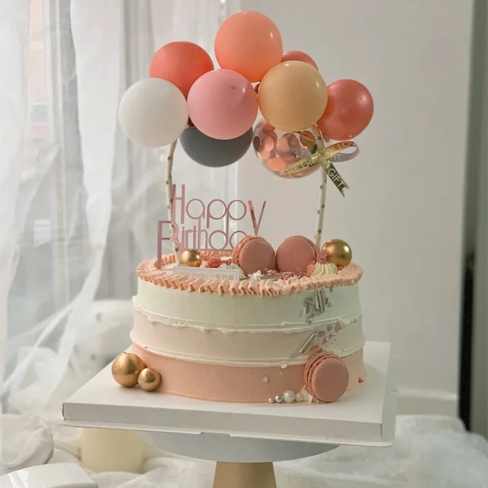 

14pcs/set 5inch Latex Balloons Cake Topper Birthday Cake Topper Confetti Baloon Decor Cake For Wedding One First Birthday Party