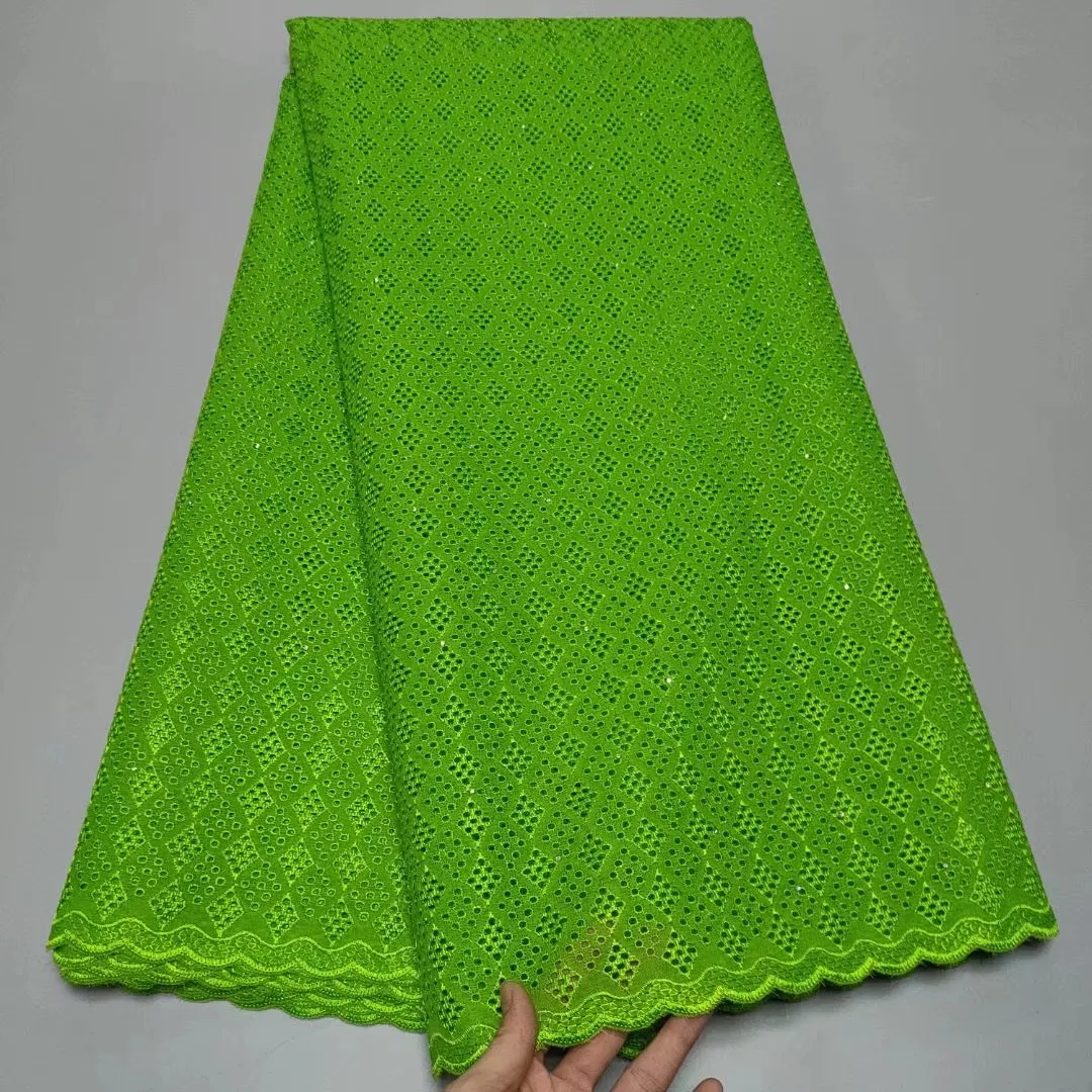 

Good quality cotton lace fabric 5yards eyelet stones swiss voile lace fabric for clothes sewing material TY7013