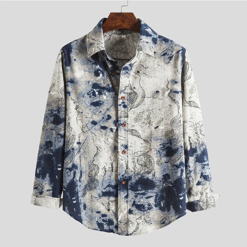 

Camisa Masculina Beach Shirt For Men 2020 New Summer Style Loose Long Sleeve Shirts Ethnic Mens Holiday Vacation Clothing Modis