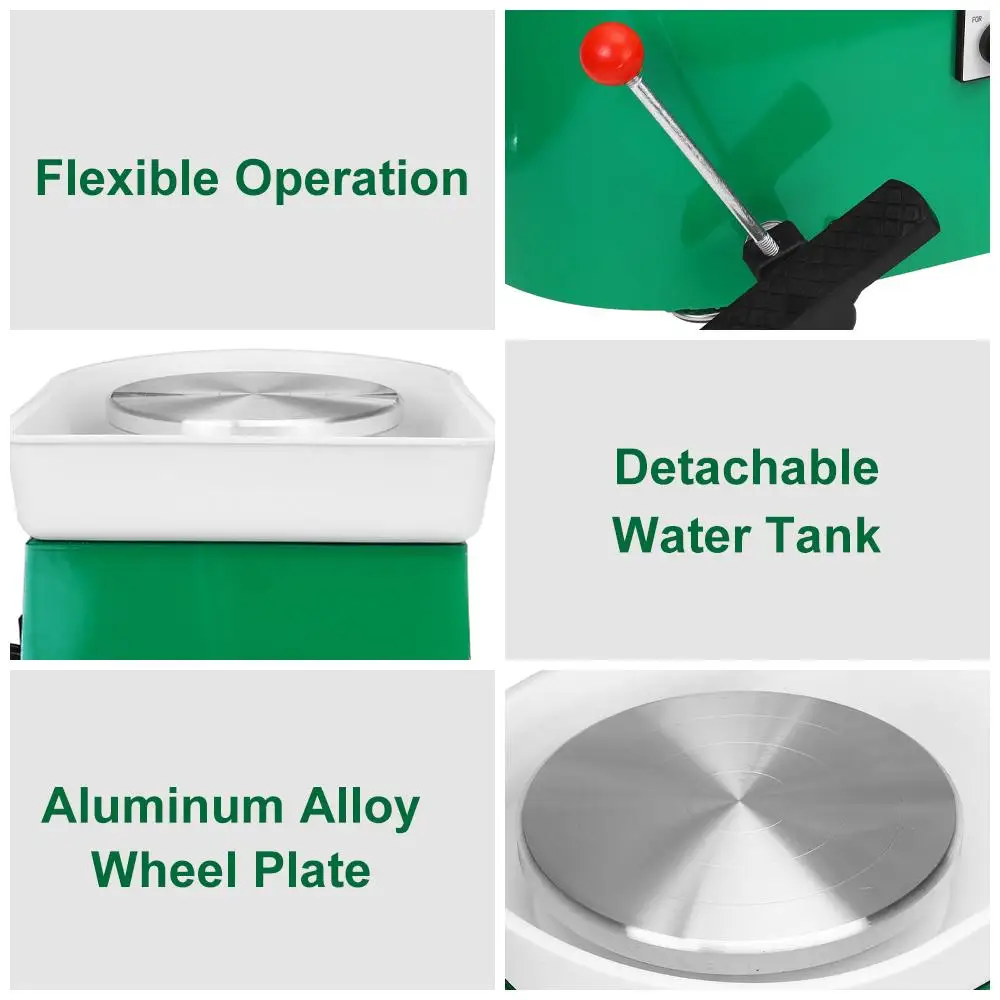 Rueda de cer&aacute;mica el&eacute;ctrica para hacer cer&aacute;mica, m&aacute;quina de pie con Pedal para formar obras de cer&aacute;mica, molde para trabajos de arte, EE. UU., UE, AU, 220V /110V, 600W-2