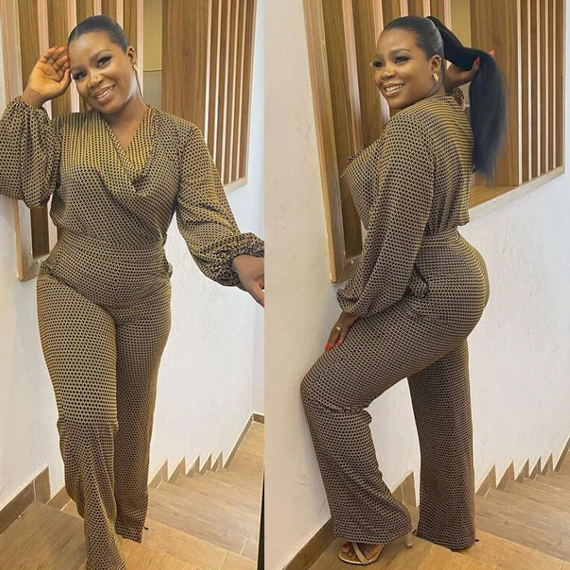 

Two Piece Set Winter Matching Set Long Sleeve Pladi T Shirt and Pants Lounge Wear Plus Size Tracksuit Wholesale Dropshipping