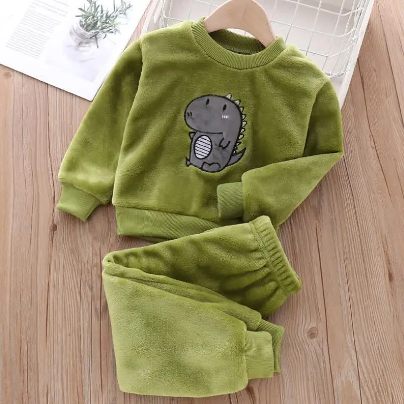 baby nightgown boy 2020 New winter Baby Boy Girl Thicken Pajamas Set Flannel Fleece Toddler Child Warm Catoon Sleepwear Kids Home Suit 0-6Y cool baby nightgown