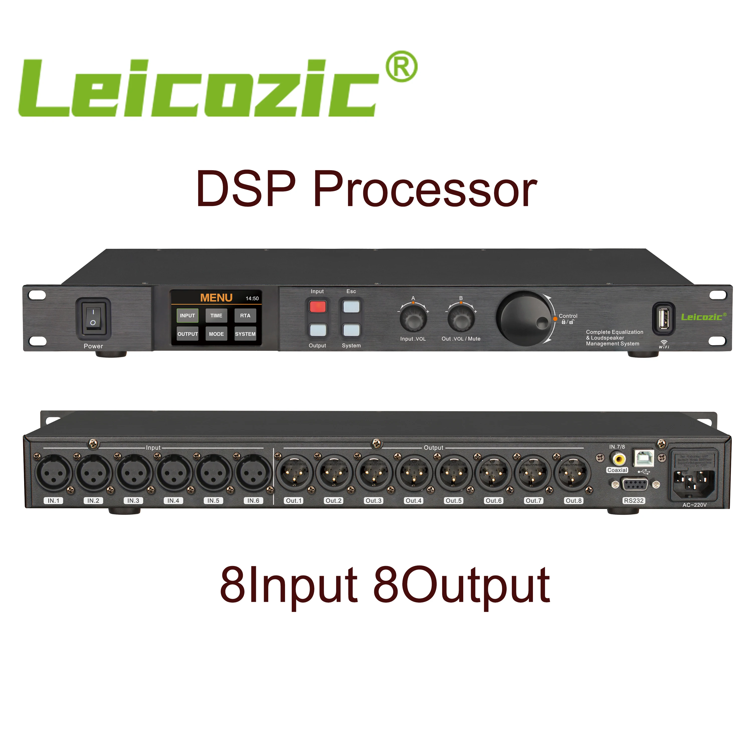 Leicozic 8 In8Out 32Bit DSP процессор Профессиональный цифровой аудио WI FI USB 7 полосный