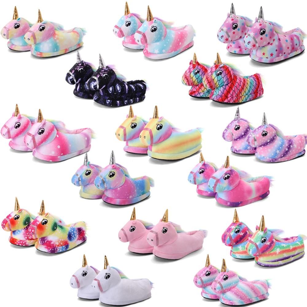 

Girls Slippers Winter Rainbow Unicorn Slippers Children Cartoon Kigurumi Pajama Shoes Kids Shoes For Girls Slippers Unicorn