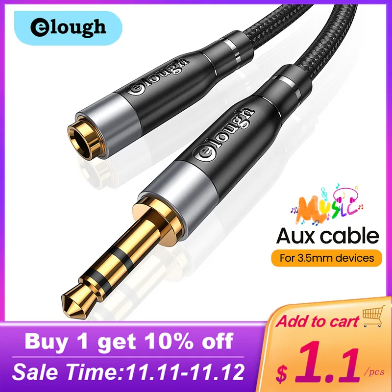 

Elough 3.5mm Jack AUX Audio Cable Male to Female HiFi AUX Extension Cable Speaker Extender Cord for PC Headphones Xiaomi Huawei