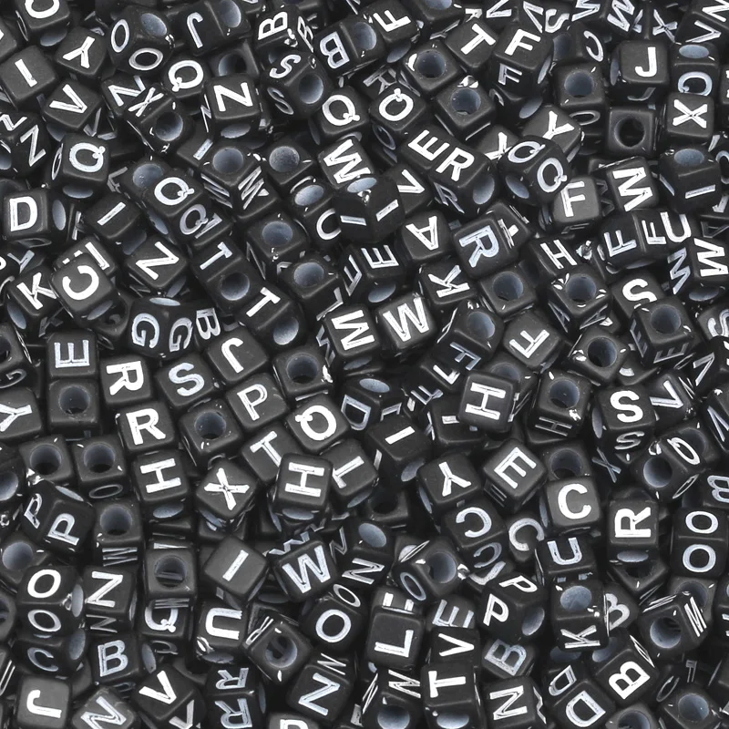 200 шт разноцветные акриловые бусины с буквенным принтом 6 мм для украшения