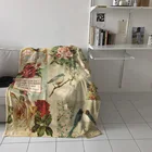 Фланелевое Одеяло в стиле ретро с принтом коричневой птицы и красной розы, мягкое стирающиеся одеяла-одеяло для кровати