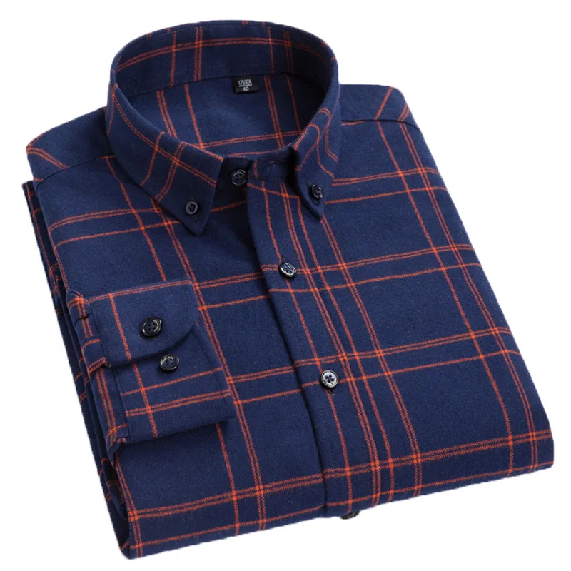 Oversize 8XL 7XL Flannel Men's Plaid Shirts Long Sleeve Casual Regular Fit Pure Cotton High Quality Soft Comfort Shirt Clothing