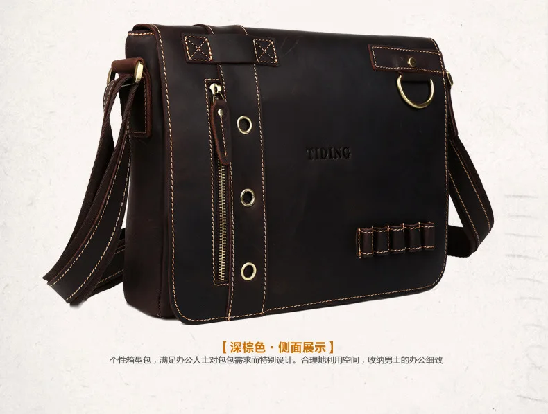 Портфель мужской из спилковой кожи брендовый деловой чемоданчик на плечо сумка