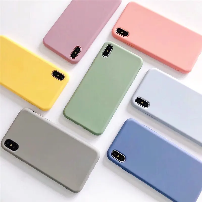 

Colorful Simplicity Matte Case For iPhone 6 6s 7 8 Plus Soft TPU Case For iphone X Xs Max XR Silicone Full package Back Cover