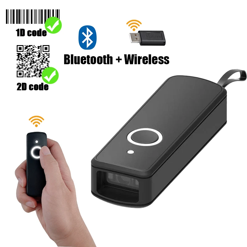 

WP80 Mini Barcode Scanner Wireless and Bluetooth,Support Scanning 1D 2D QR Bar Code,for iPad iPhone Android Tablets PC Warehouse