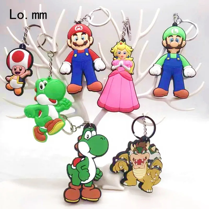 Игра Super Mario Bros ПВХ брелок Луиджи Марио Персик Принцесса Боузер Мультфильм фигурки брелок для мужчин ребенок llaveros hombre брелок