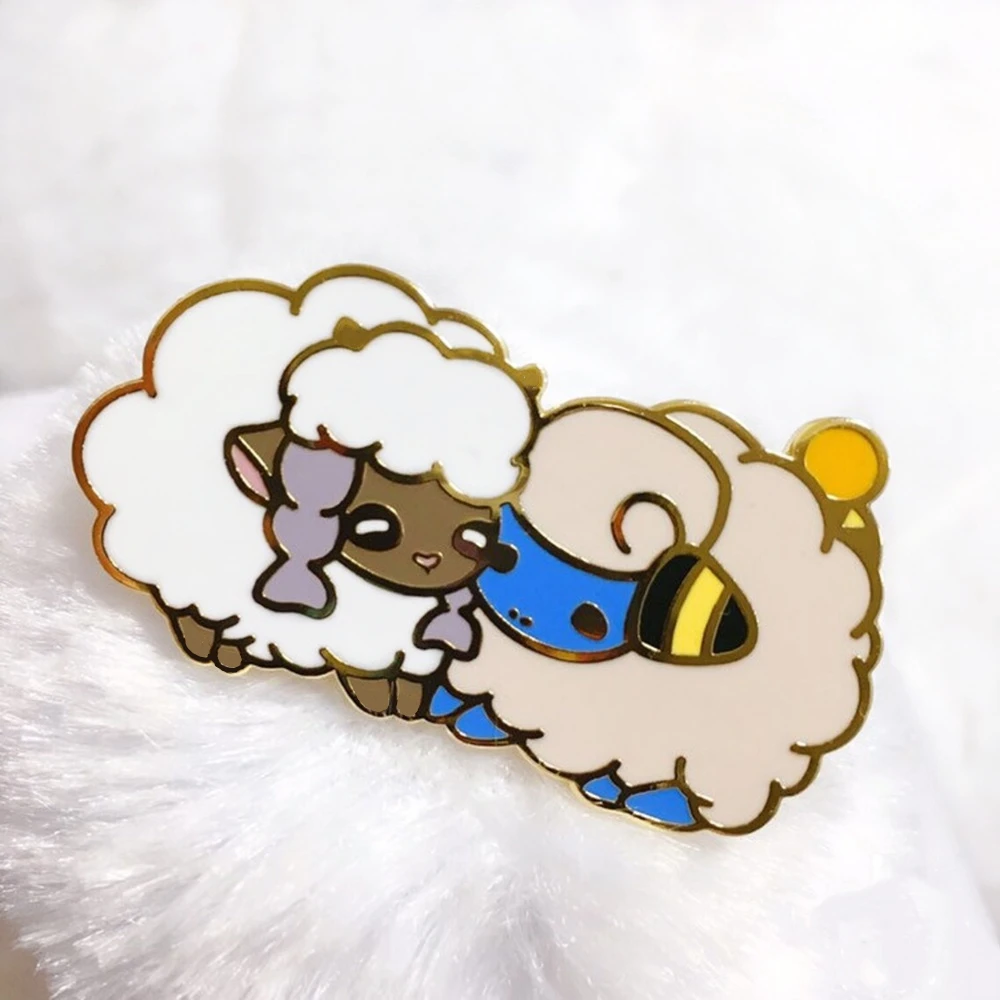 

Cute Two Sheep Hard Enamel Pin Kawaii Cartoon Elf Medal Brooch Accessories Video Game Fan Collect Badge Gift