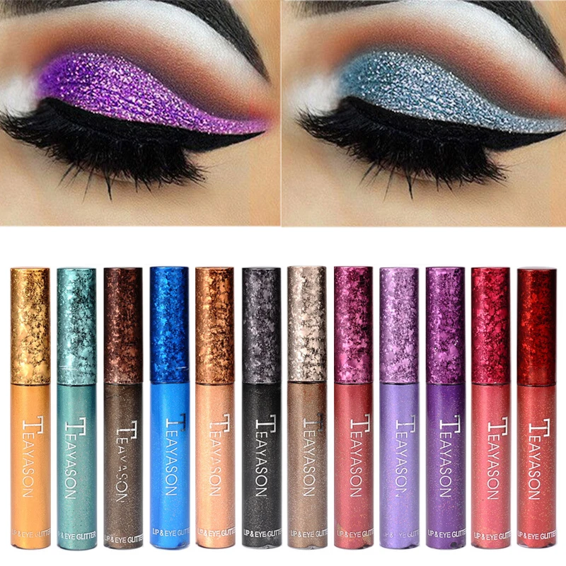 Фиолетовый красный золотой черный блеск Тени для век жидкий пигмент глаза