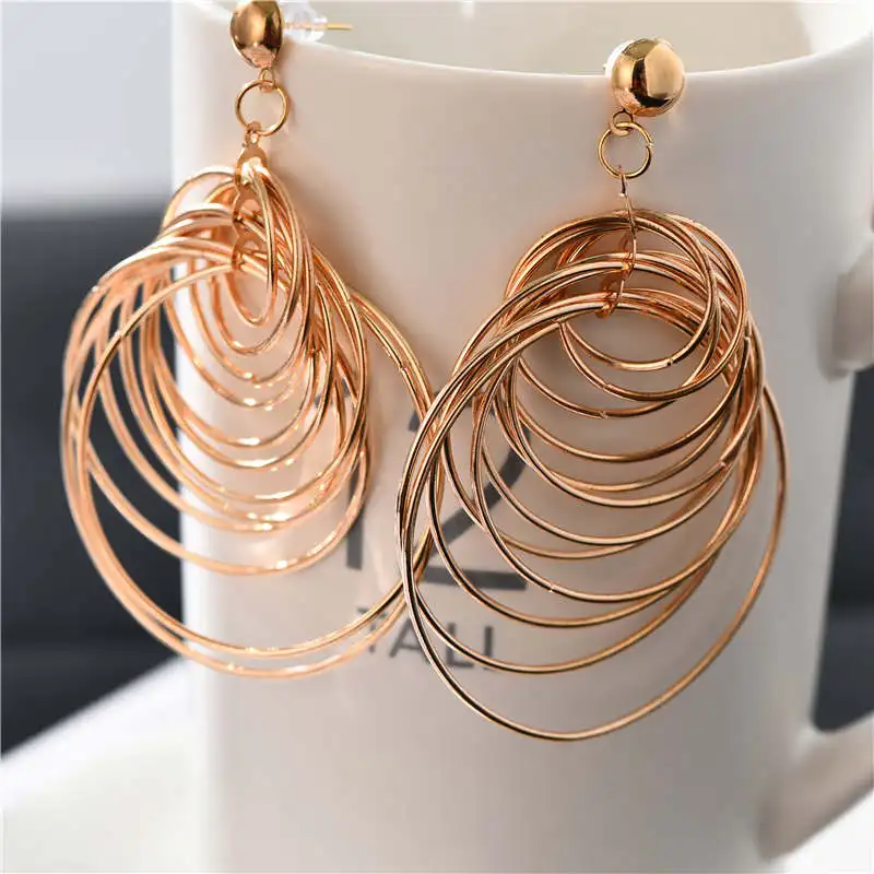 Модные золотые серьги-капли для женщин новинка 2019 винтажные Крупные круглые