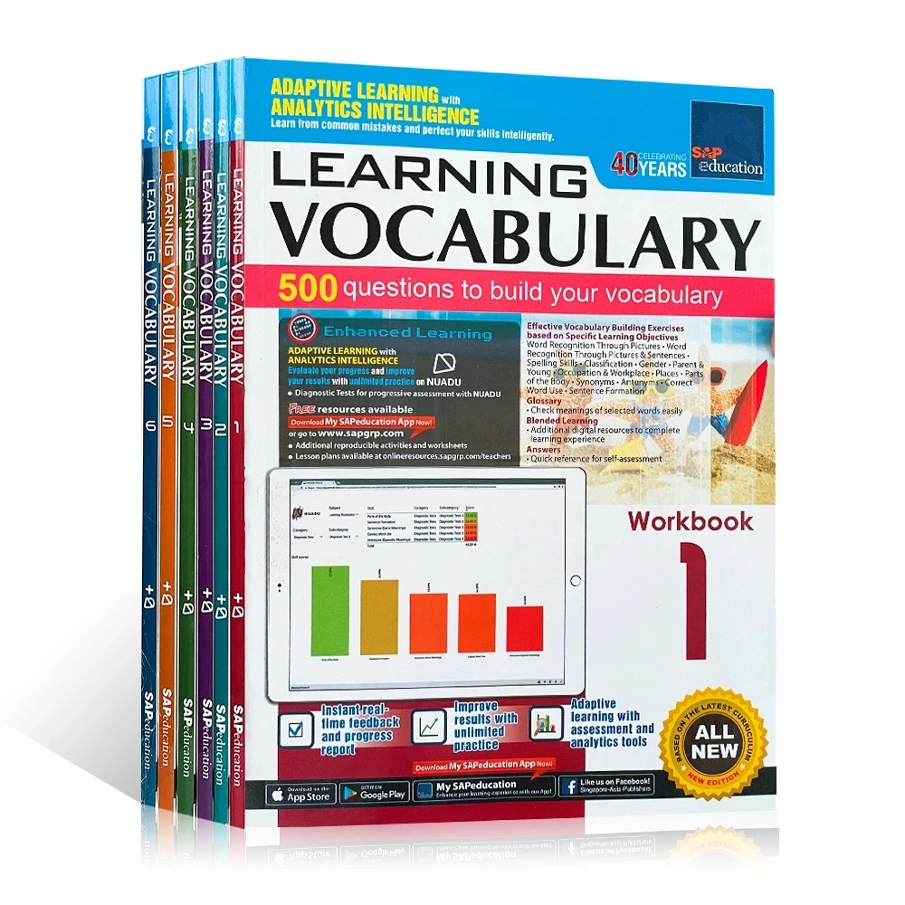 

6 Books/Set of Singapore's Vocabulary of SAP Learning Vocabulary 1-6st Grade English Books Children Homework Educational Book