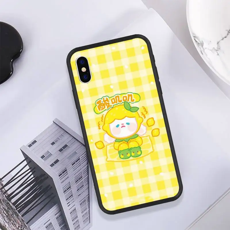 

YNDFCNB Cute cartoon Phone Case for iPhone 11 12 Pro Max 6 6s 7 8 Plus XS XR 12mini SE 2020 Black Soft TPU Cover Silicone Coque