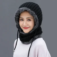 simple woman skullies beanies riding windproof mask ear protect balaclava winter hats for women thick warm knitted cap