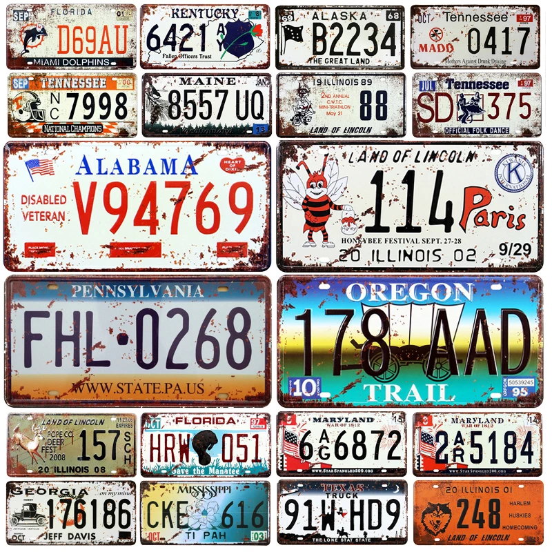 

[SQ-DGLZ] Wholesale New License Plate Store Bar Wall Decoration Tin Sign Vintage Metal Home Decor Painting Plaques Poster