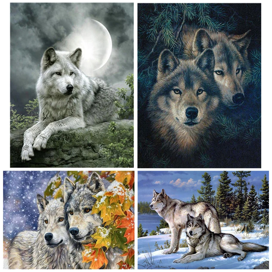 

Full Square / Round Diamond Embroidery Wolf 5D DIY Diamond Painting Cross Stitch Rhinestone Mosaic Decoration