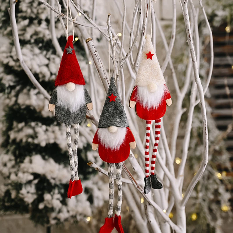 

Christmas Decoration Tree Ornaments Forest Santa Claus Hanging Faceless Doll Pendant Wooden Christmas Doll Christmas Dwarf Doll