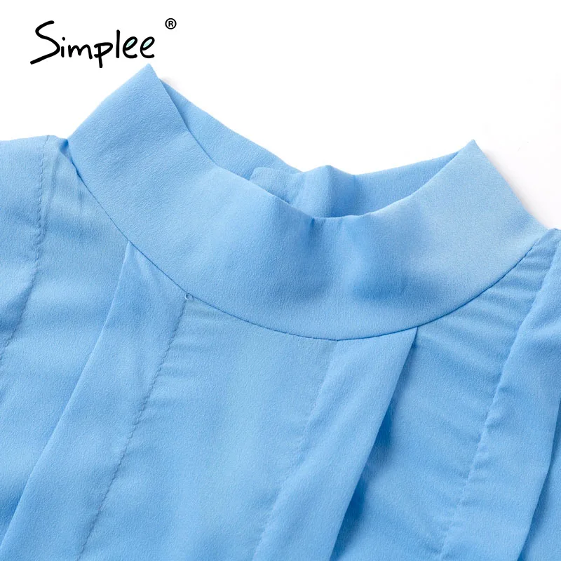 Simplee Elegant spliced chiffon blouse women Turtle neck long sleeve female tops shirt Spring summer office ladies blouses 2020 |