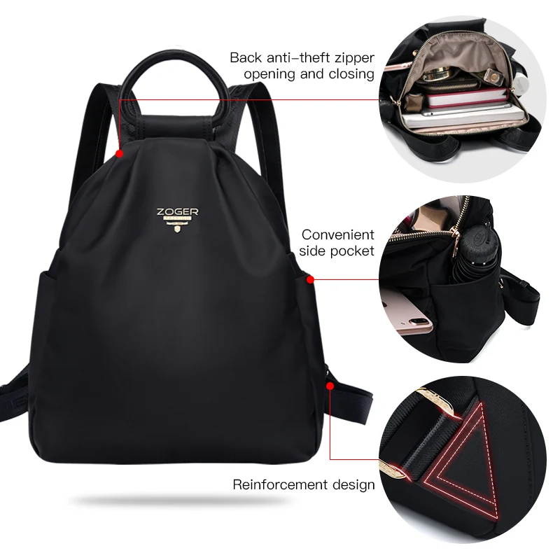 Рюкзак женский нейлоновый водонепроницаемый вместительный для школы с защитой