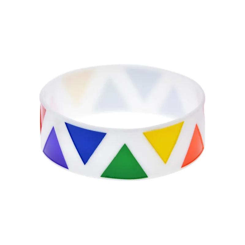Модный Цветной силиконовый браслет с гравировкой Радуга 1 дюйм широкий ремешок