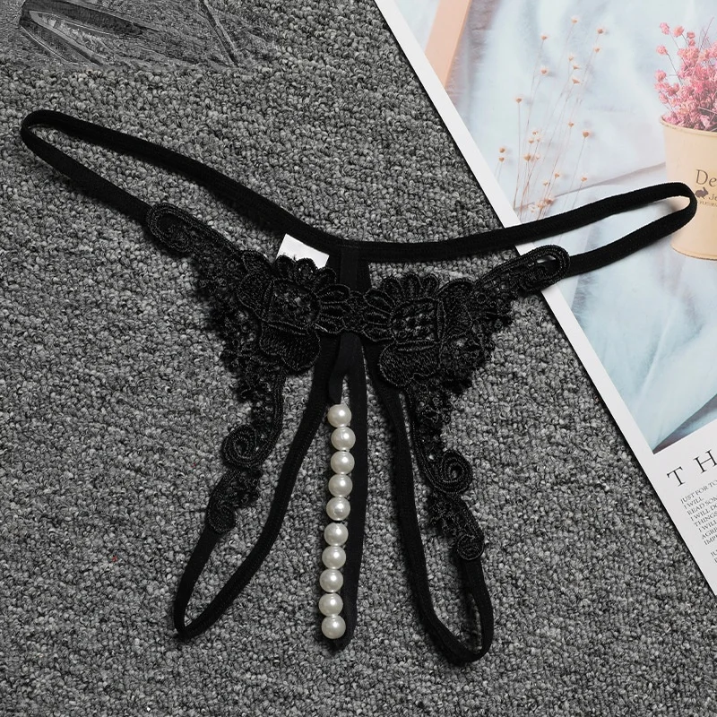 

Sexy Lace Panties Women Open Crotch Underpant Hollow Out G String Thong Female Seamless G-String Underwear Lingerie Black 2021