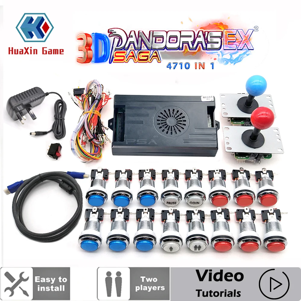 2 плеер 4710 в 1 Pandora Saga коробка комплект копия SANWA Джойстик хром светодиодный