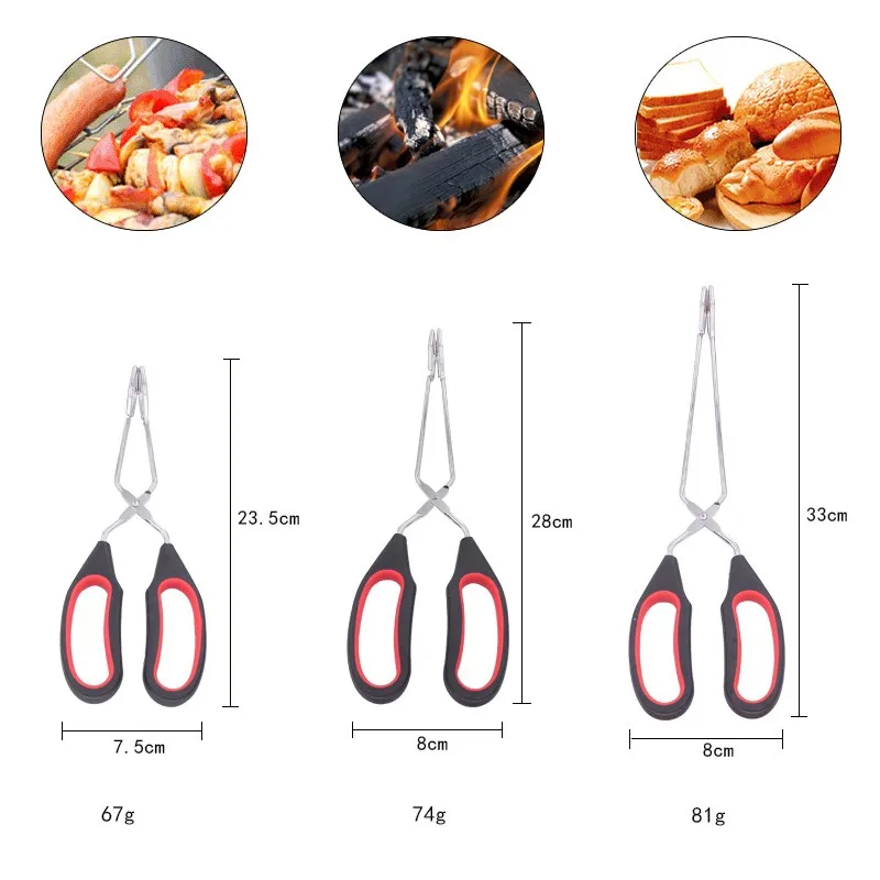 

1PC Multifunctional Barbecue Tongs Non-slip Cooking Clip Bread Tong Non-Stick Charcoal Tongs Grill Kitchen Accessories
