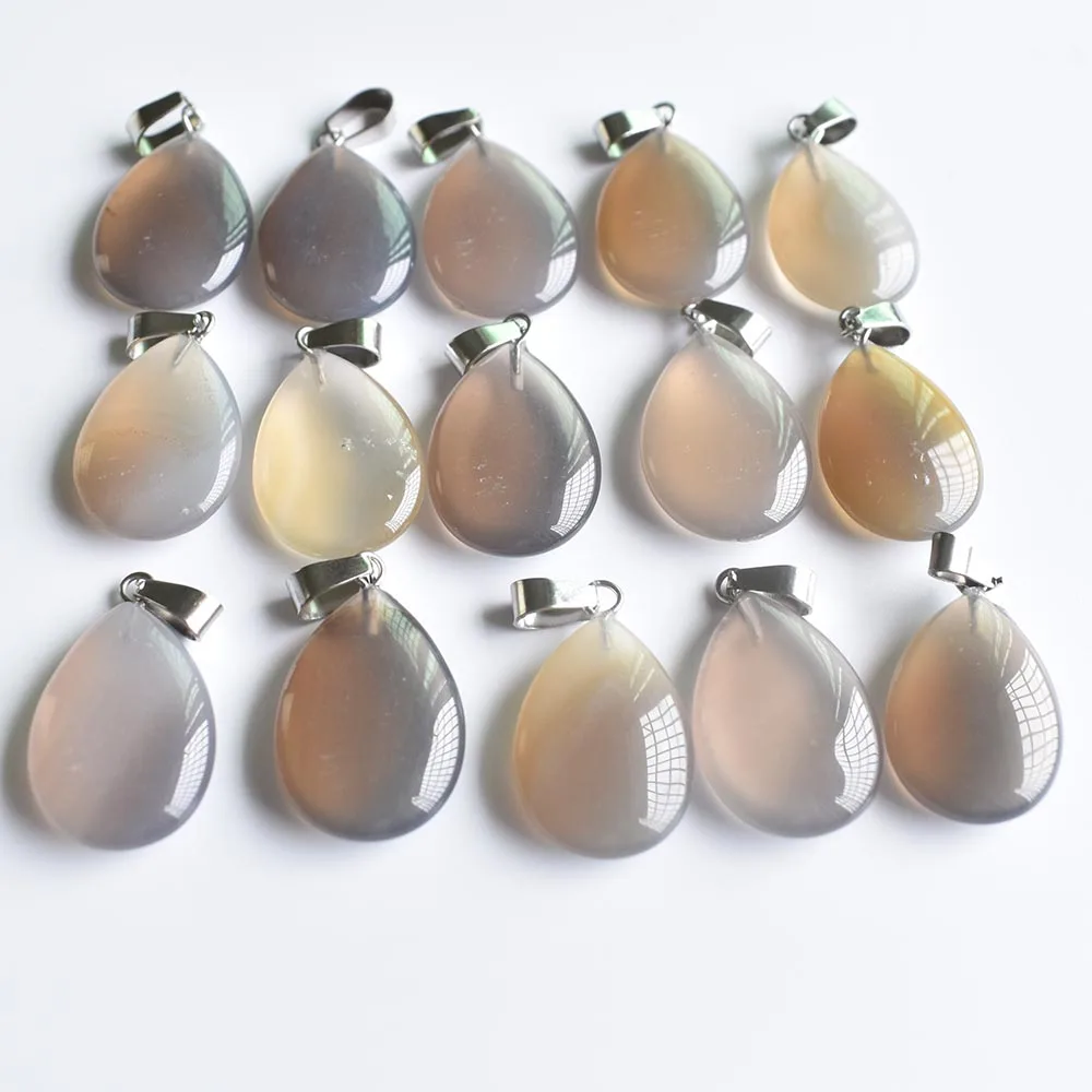 

Free shipping 24pcs/lot wholesale high quality Natural grey onyx water drop shape pendants Charms fit Necklaces jewelry making