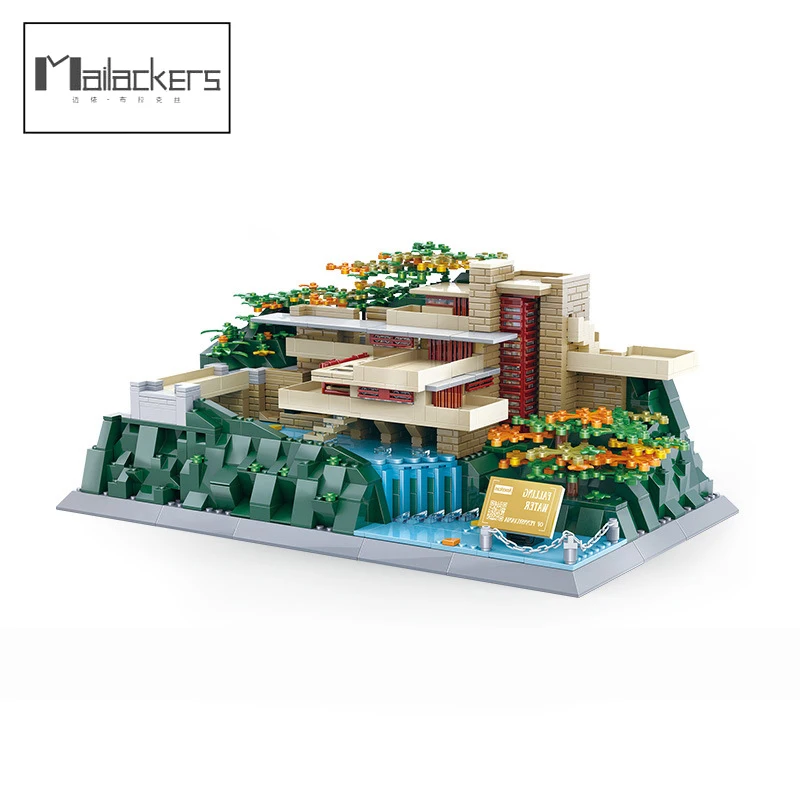 

Mailackers Flowing Water Villa Famous Building Blocks Constructions on Model City Street View Bricks Gifts Toys for Children Toy
