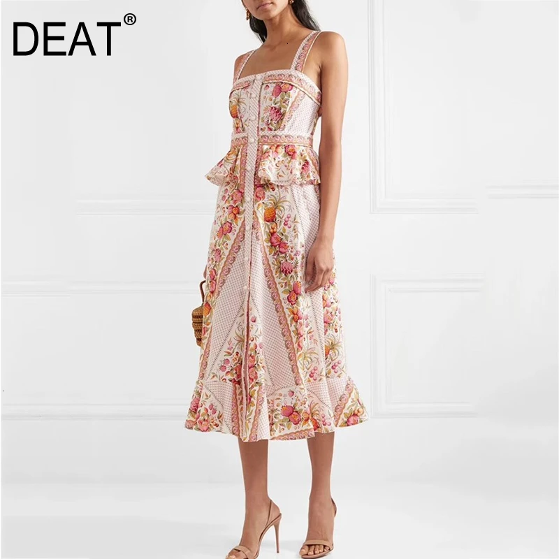 DEAT 2020 Новое весеннее и летнее модное женское платье без бретелек с открытой