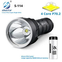 s114 super bright led flashlight 4 core xhp70 2 led torch tactical waterproof camping hunting light ultra bright lantern