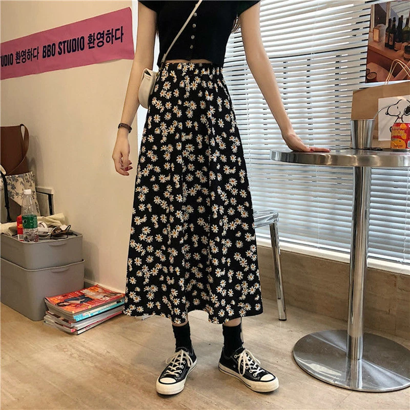 юбка Skirt Womens Skirts Woman Jupe Femme Long Faldas Mujer Moda 2023 Summer Flower Print  Girl Clothing Dropshipping Streetwear