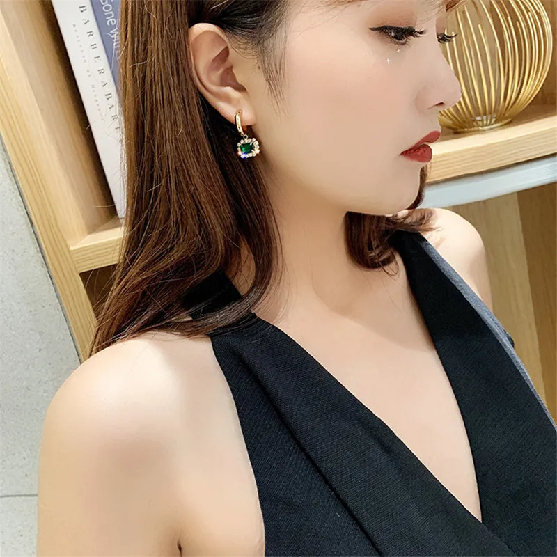 Женские Геометрические серьги-капельки FYUAN маленькие круглые серьги зеленого и