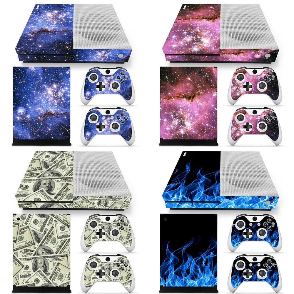 Красная наклейка из углеродного волокна для тонкой консоли XBOX One S с двумя